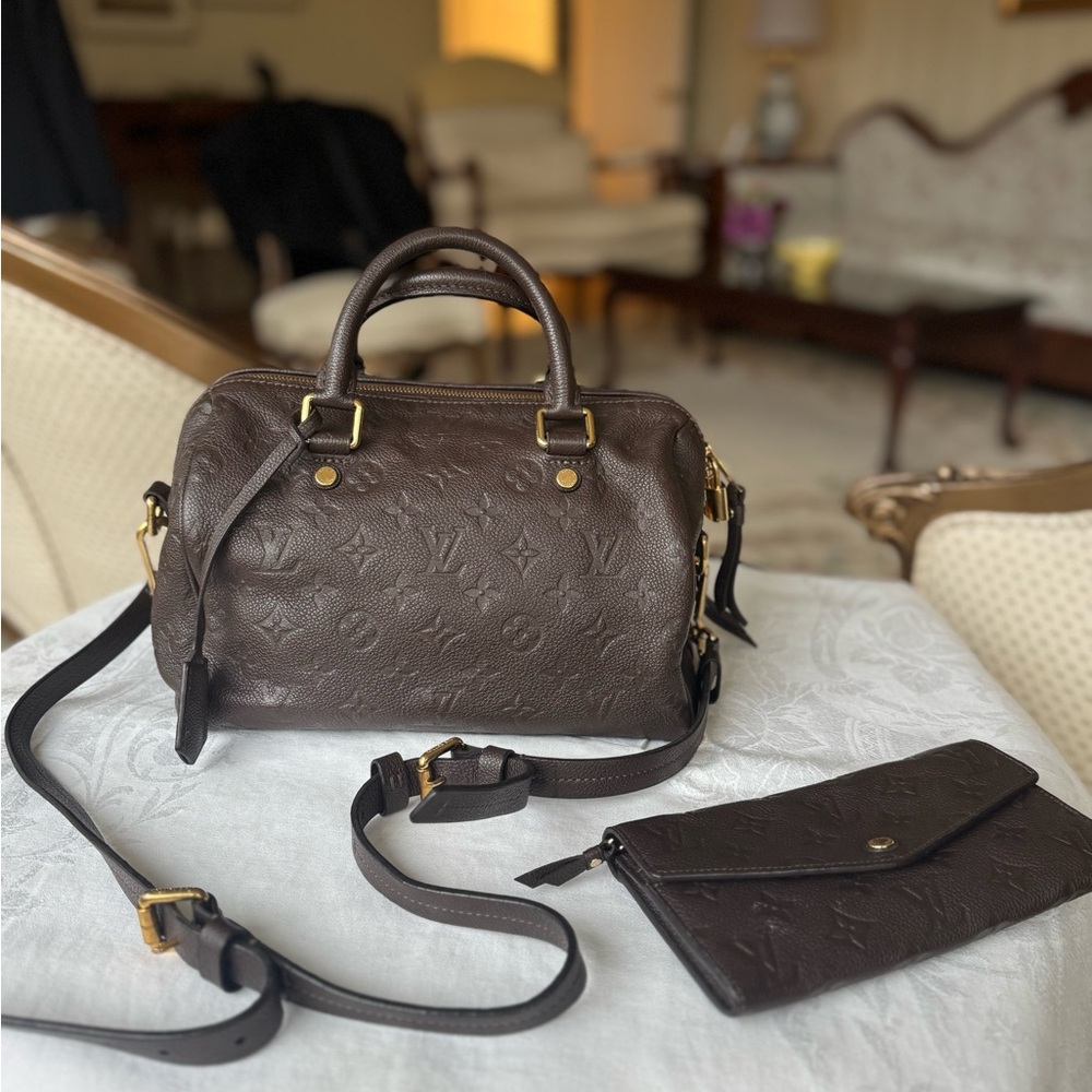 Brown Louis Vuitton Handbag and Wallet Set